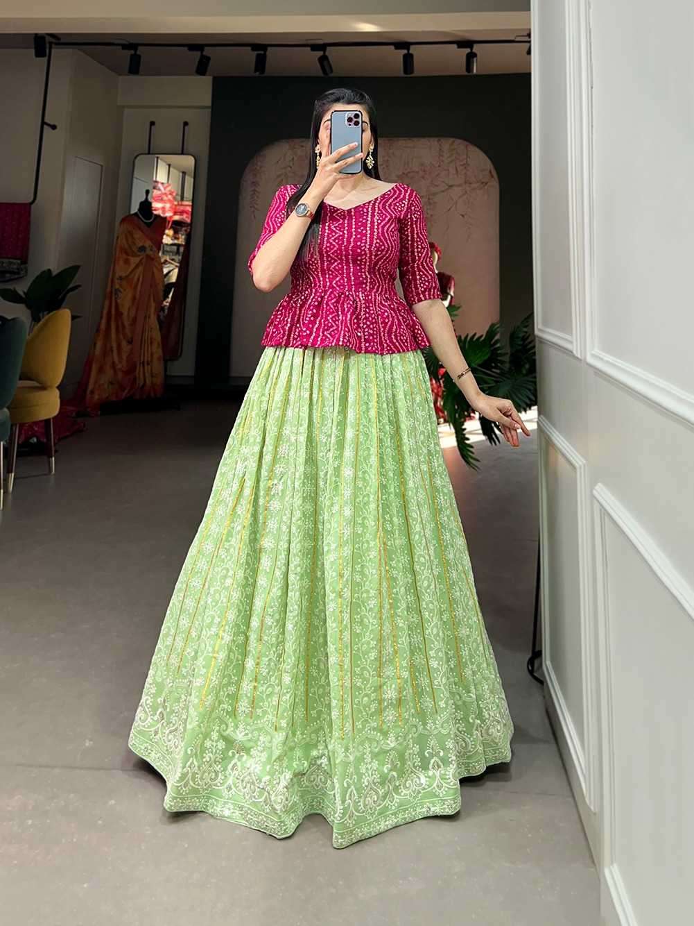 pr nnk1328pst traditional wear semistitch lehenga with stitched blouse single design