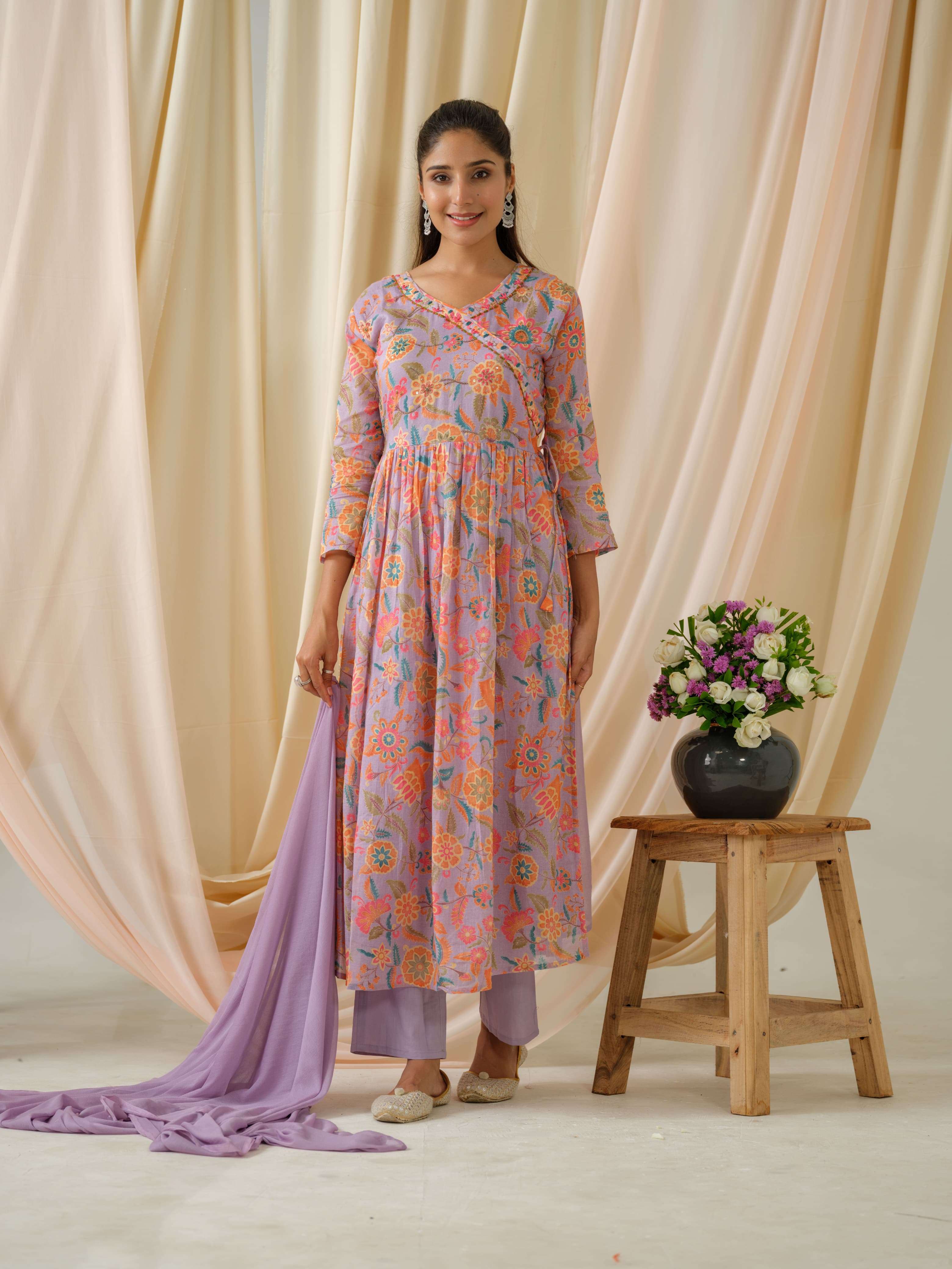 psyna 2154 Pure Mal Mal kurti with bottom dupatta