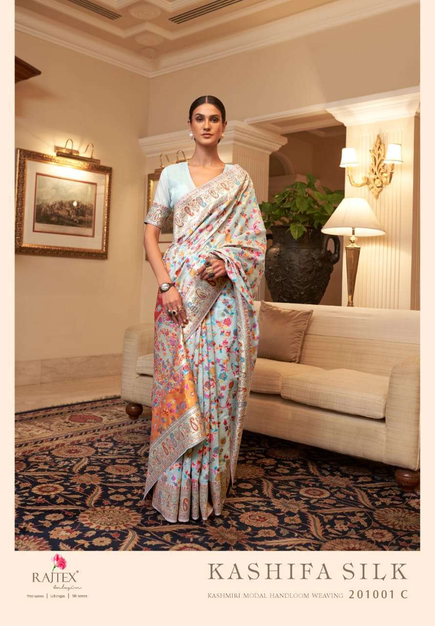 rajtex kashifa designer pure kashmiri modal weaving saree 