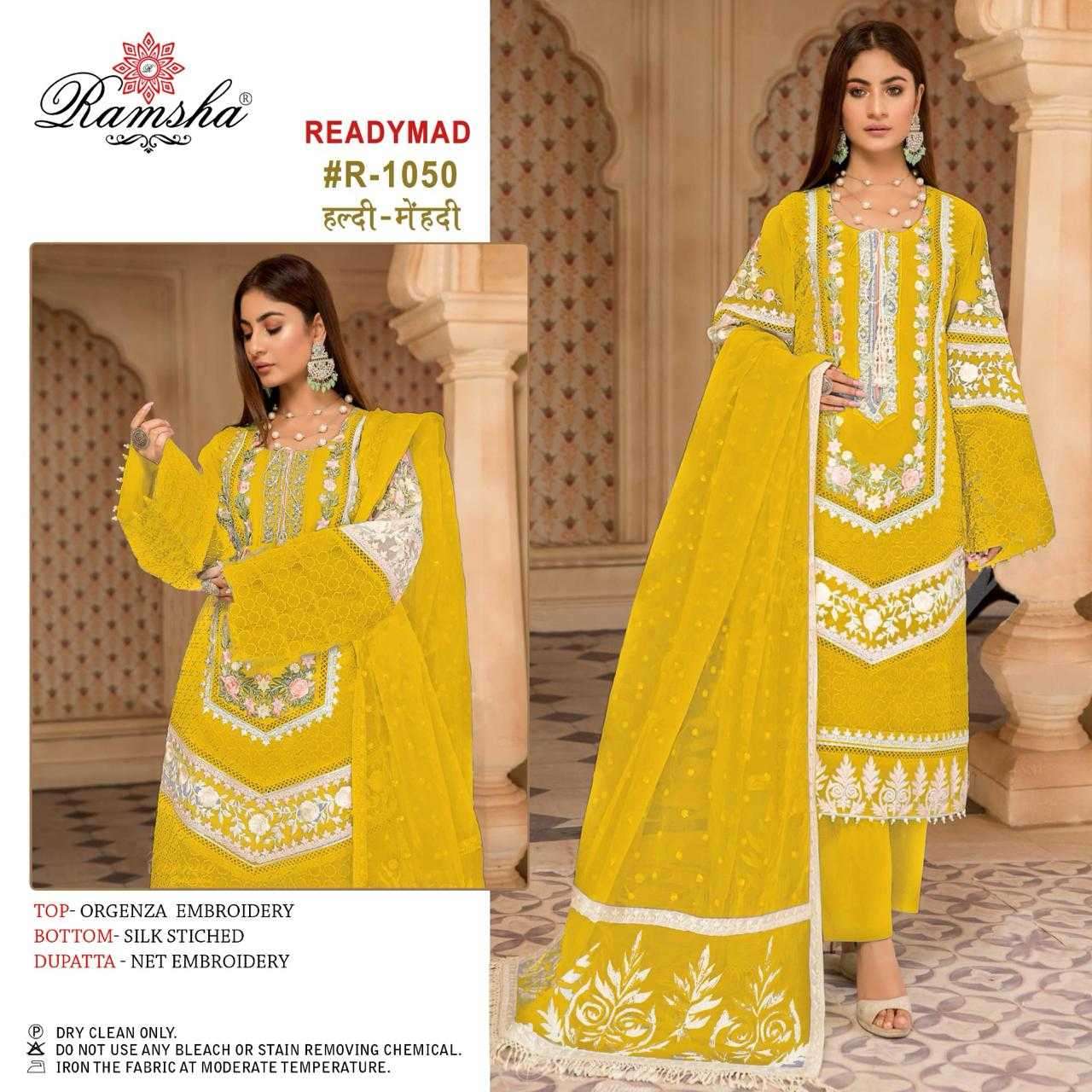 ramsha R-1050 special haldi Mehandi organza embroidery readymade suit 