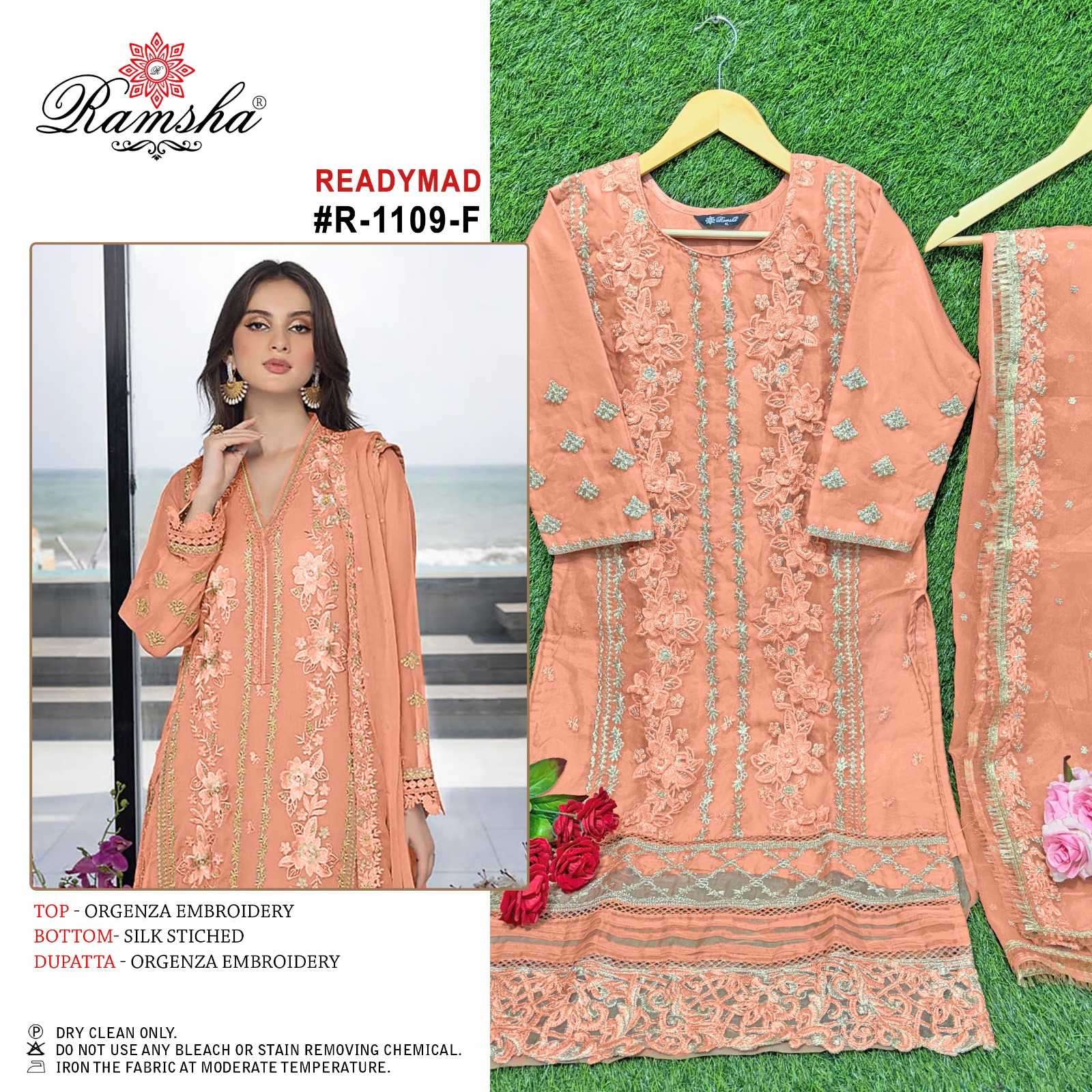 ramsha R-1109 nx efgh organza embroidery suit 