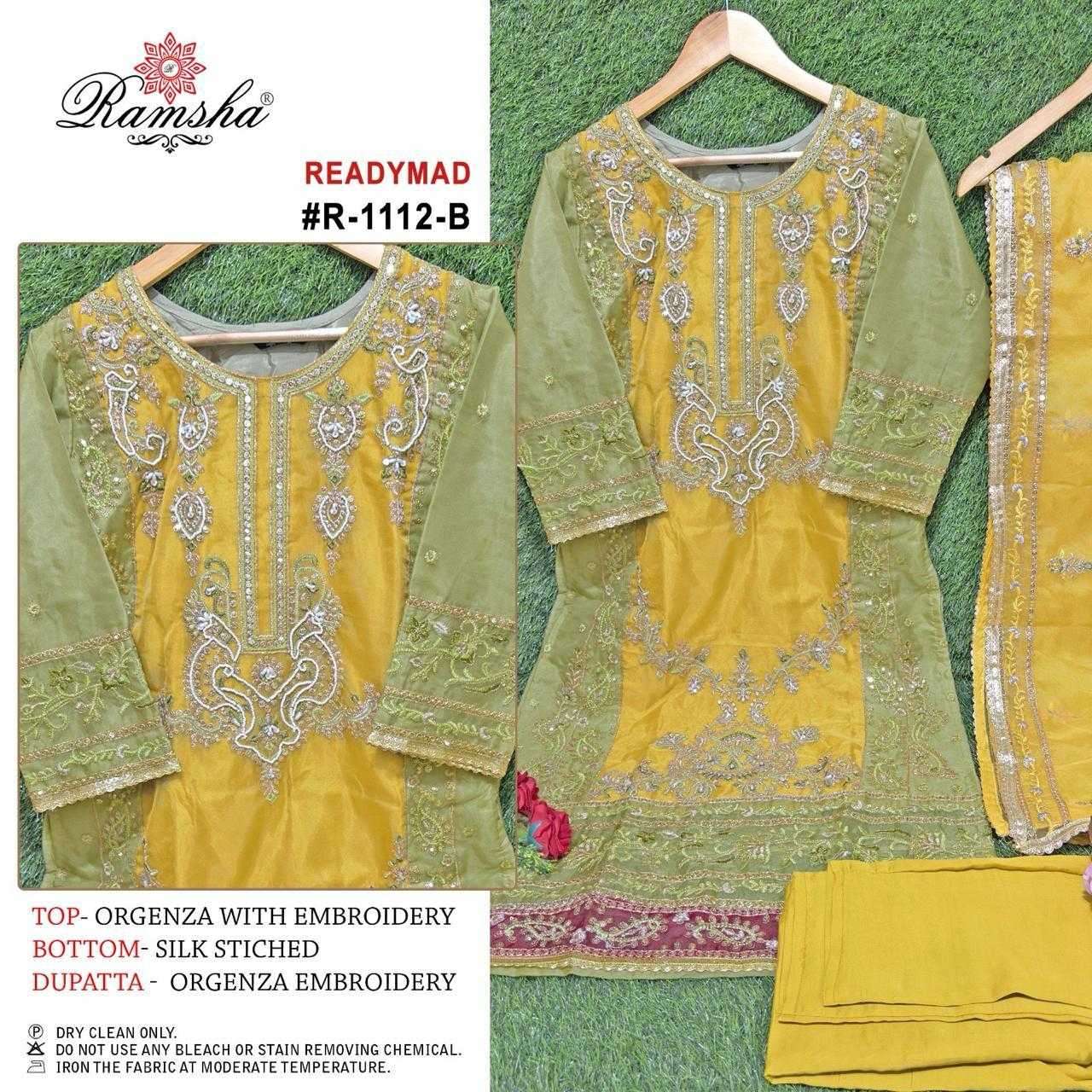 ramsha R-1112 organza embroidery suit 