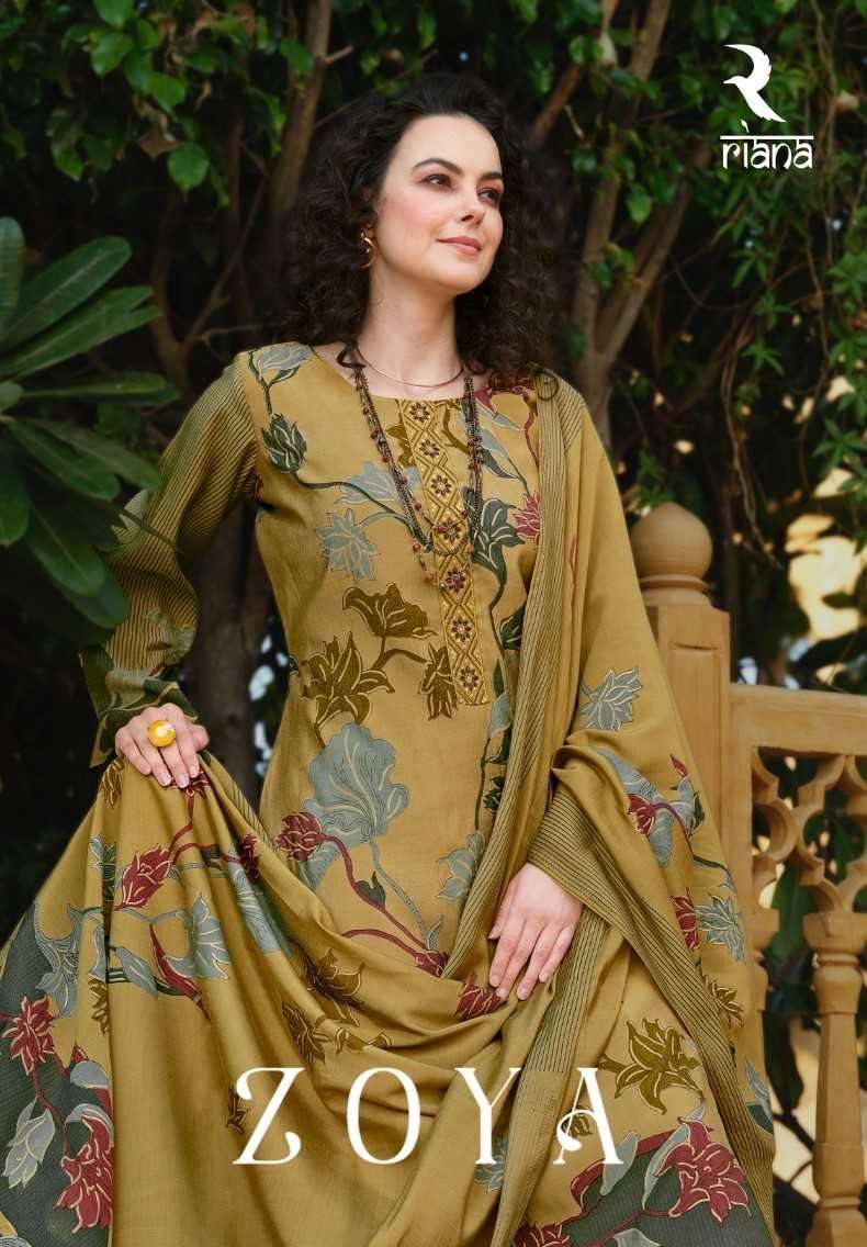 riana zoya series 1001-1006 pure muslin print suit 