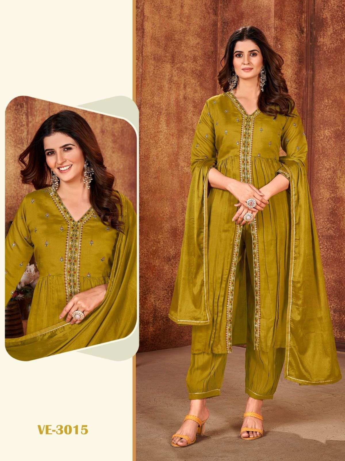 Roman with Embroidery Work With cotton Inner suit