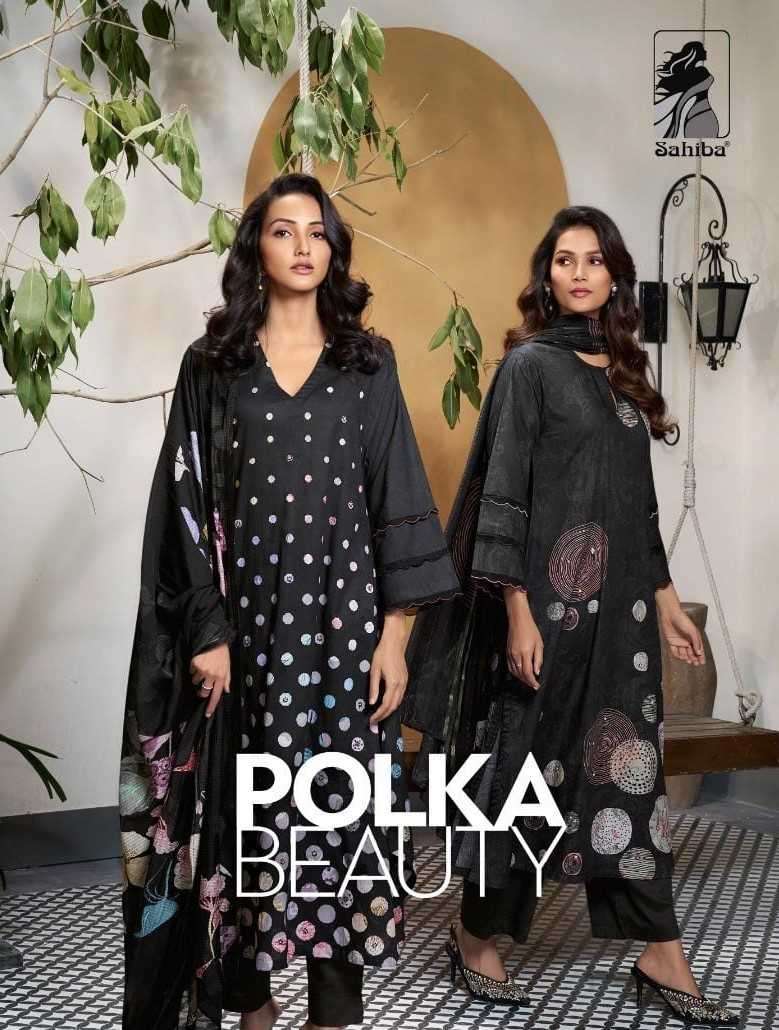 sahiba polka beauty 332-339 pure cotton lawn suit 