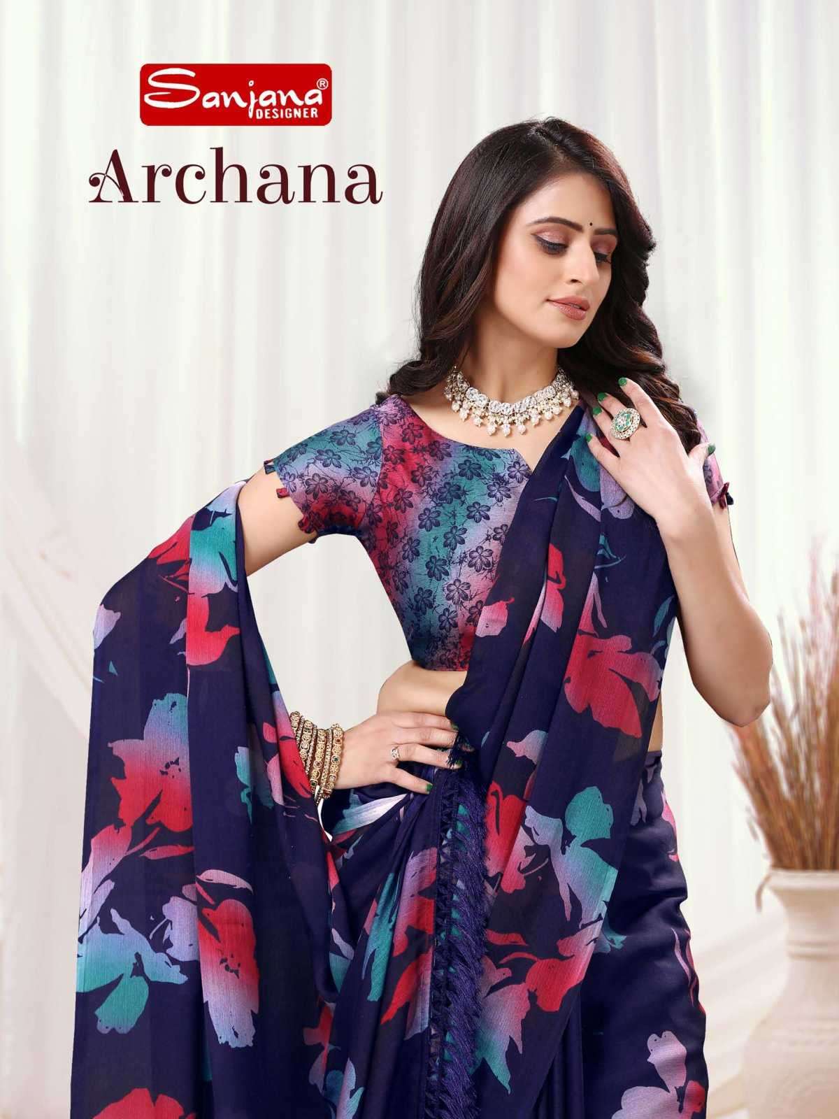 sanjana designer archana series 101-106 moss saree