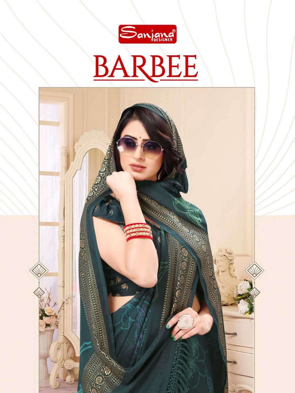 sanjana designer barbee series 101-106 moss saree