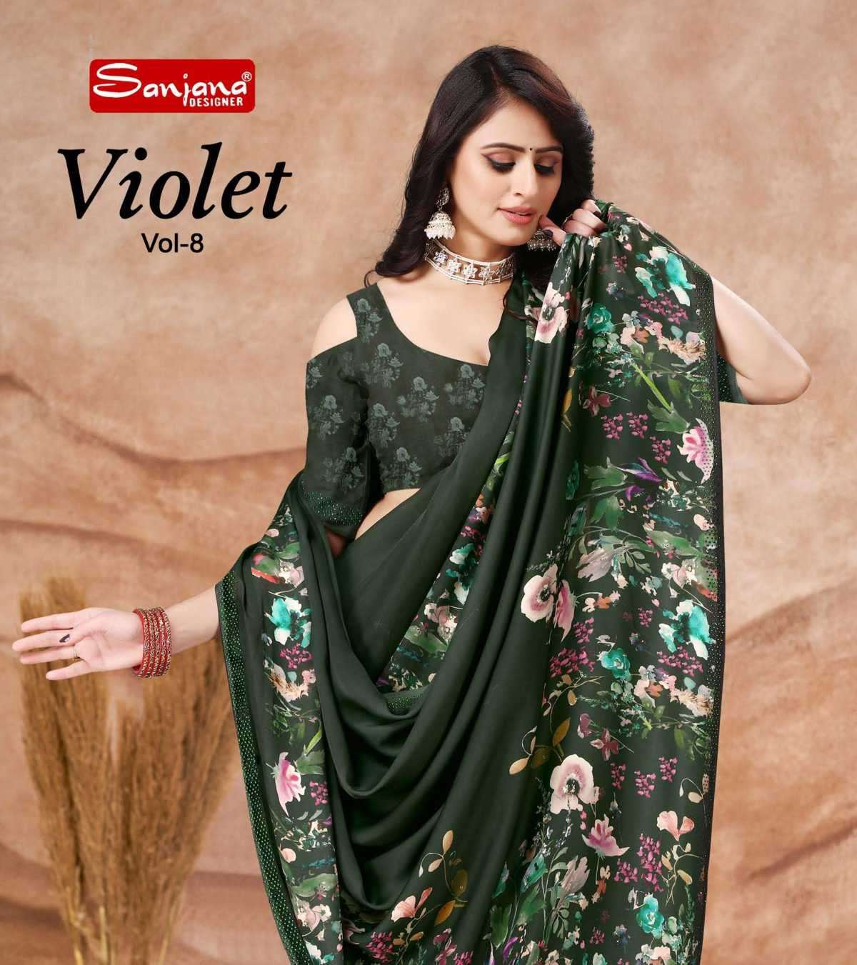 sanjana violet vol 8 series 143-148 satin georgette saree