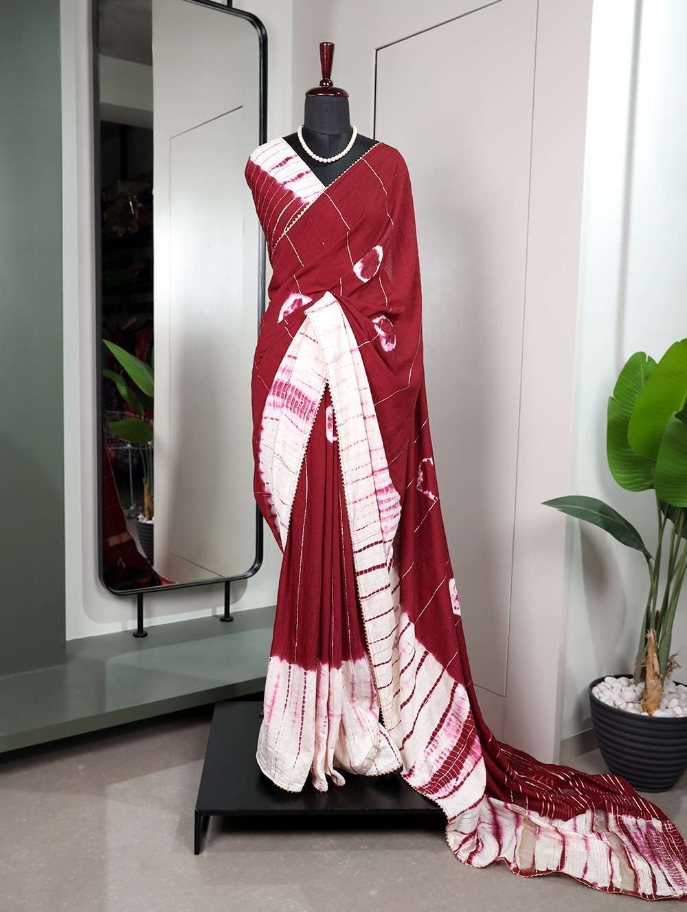 Shibori designer viscose chanderi saree