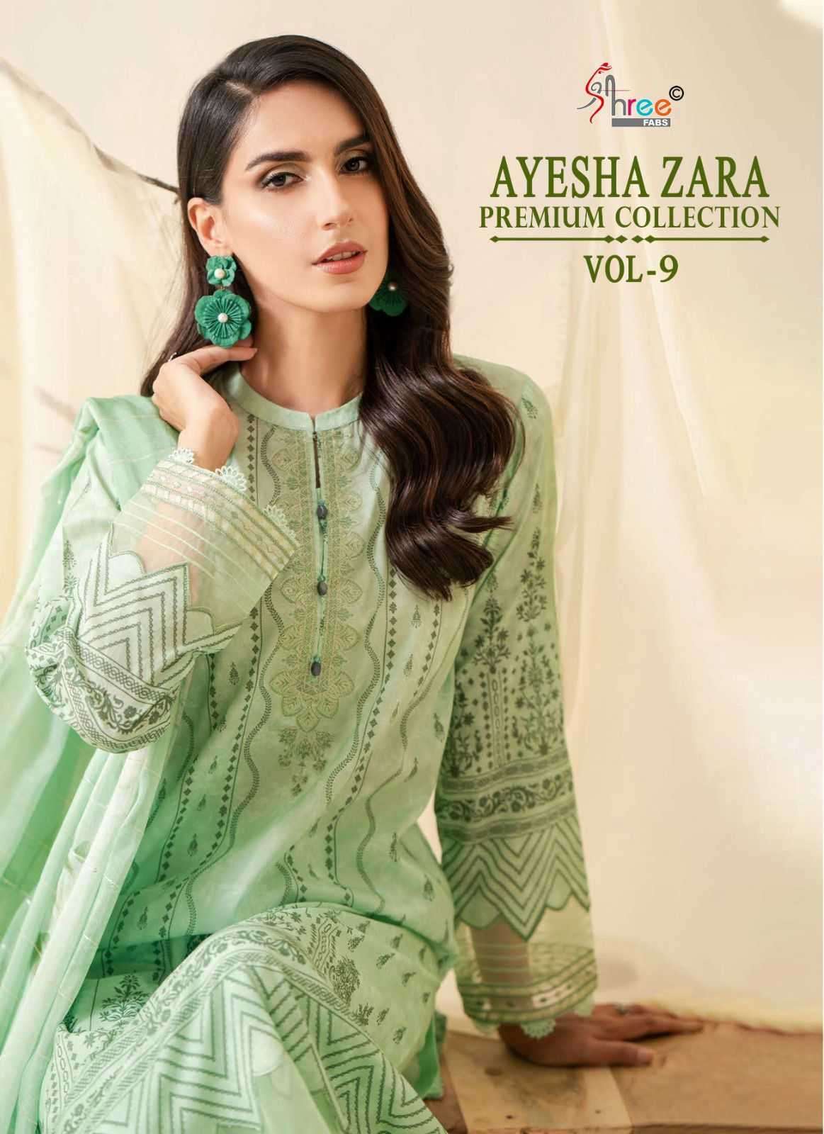 shree fab ayesha zara premium collection vol 9 series 3477-3482 cotton suit