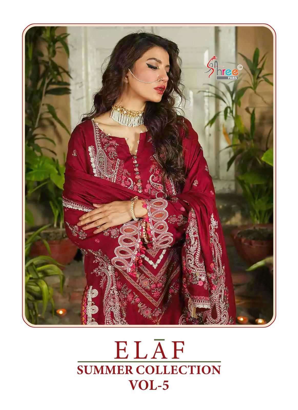 shree fab elaf summer collection vol 5 series 3454-3457 pure rayon cotton suit 