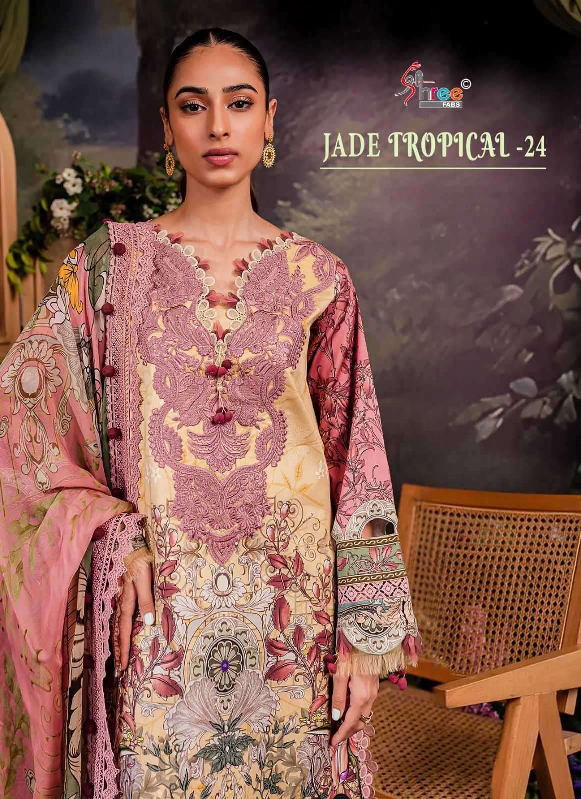 shree fab jade tropical 24 series 3376-3379 pure cotton suit 