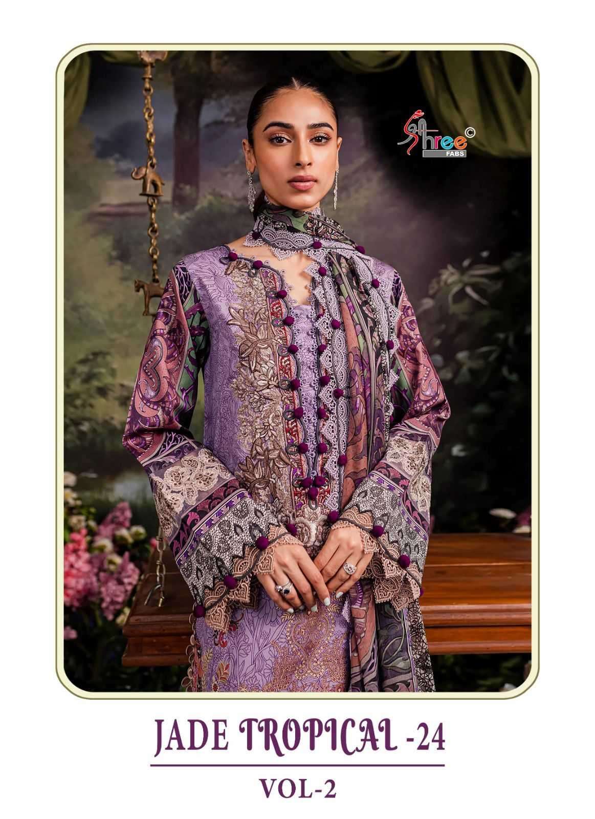 shree fab jade tropical 24 vol 2 series 3380-3383 pure cotton suit 