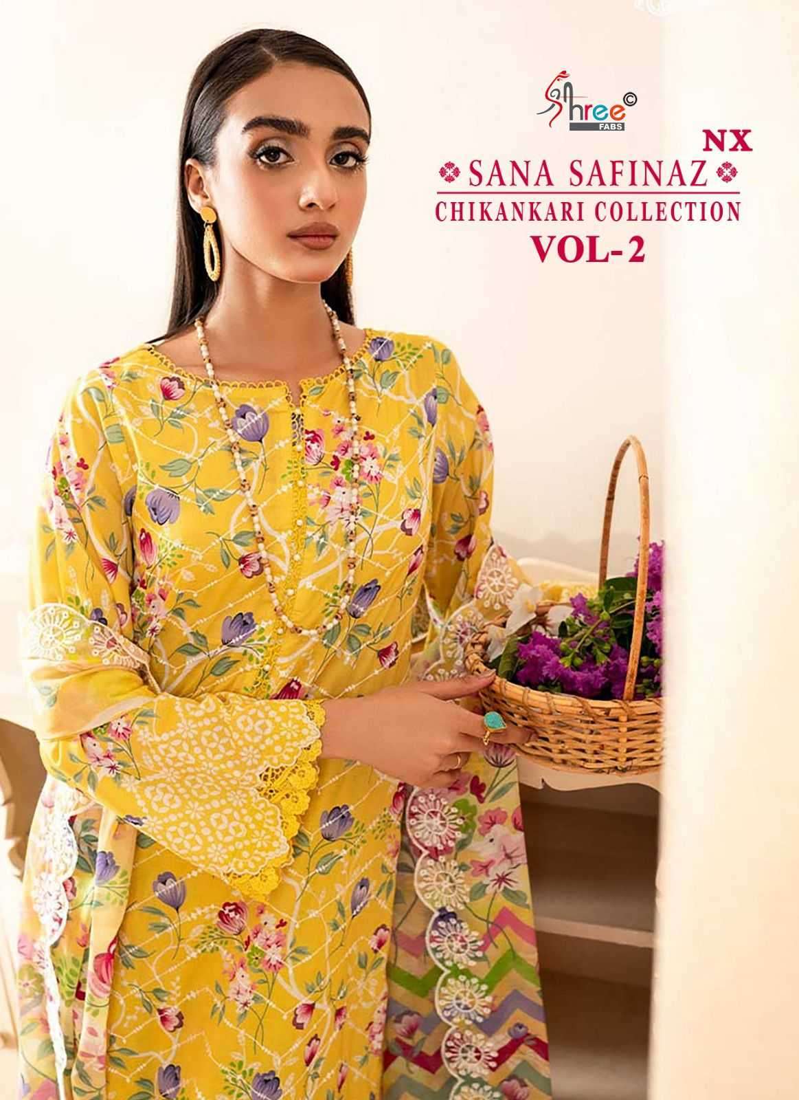 shree fab sana safinaz chikankari collection vol 2 nx series 3293-3296 pure cotton suit 