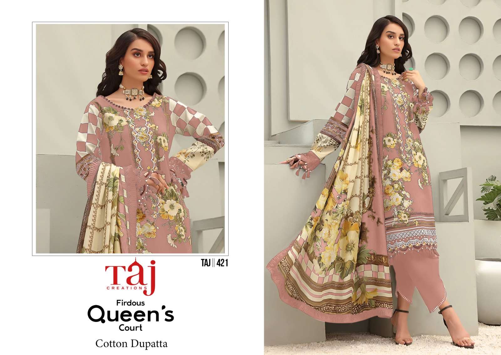 Taj creations 420-421 pure cotton suit