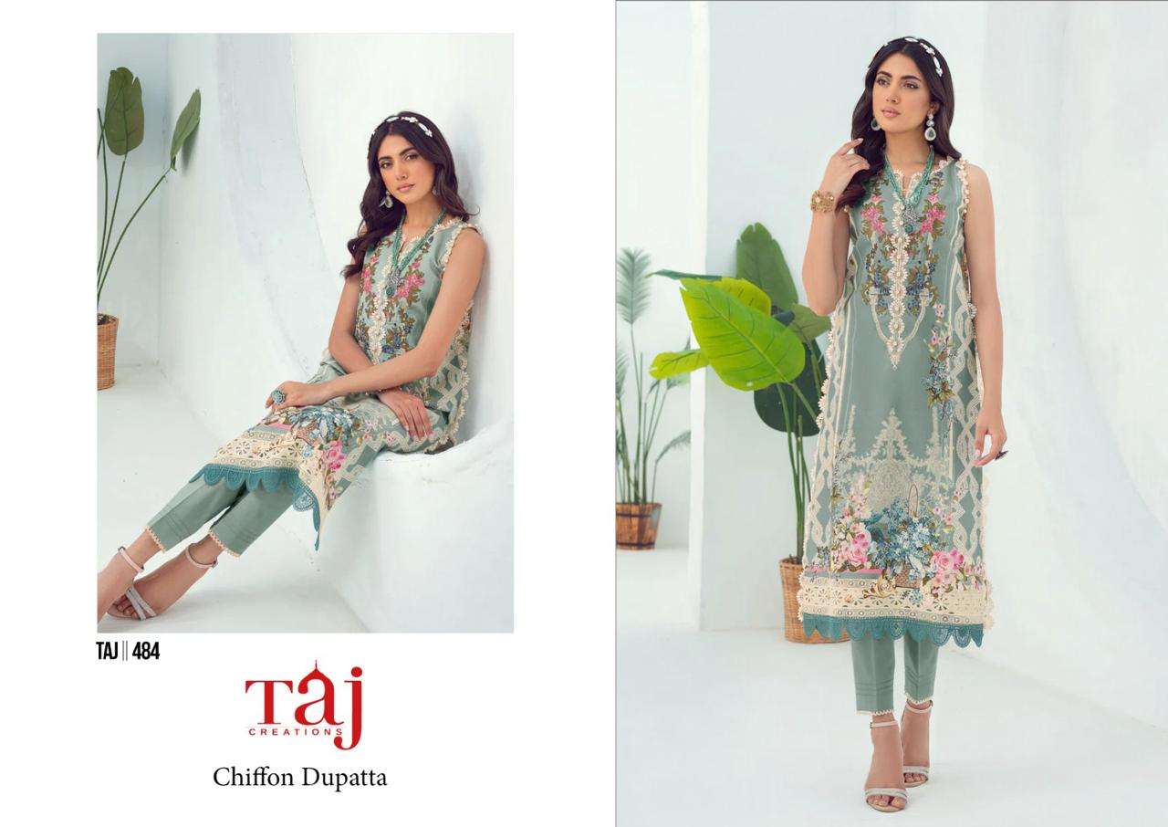 Taj Creations 484-486  Pure Cotton suit