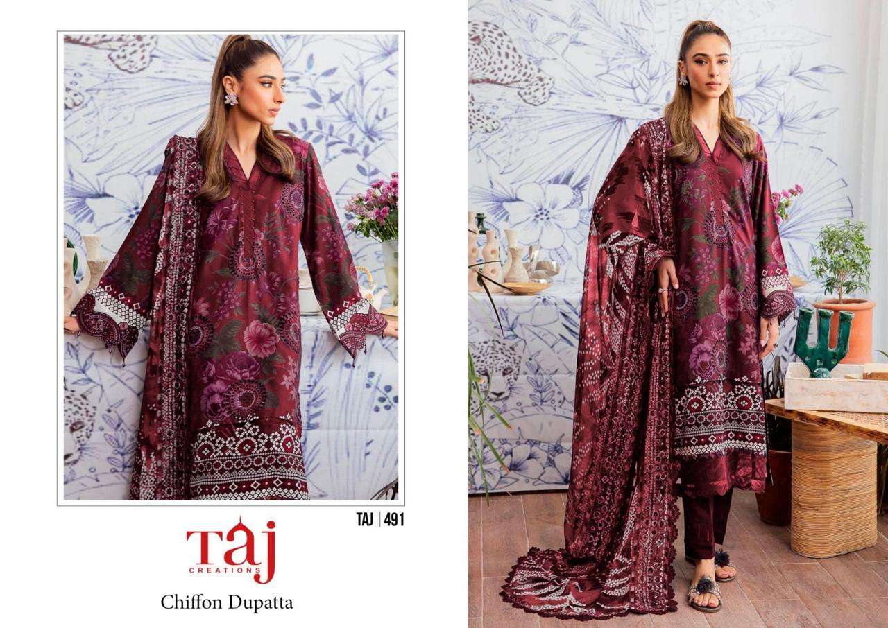 Taj creationss 490-491 pure cotton suit 