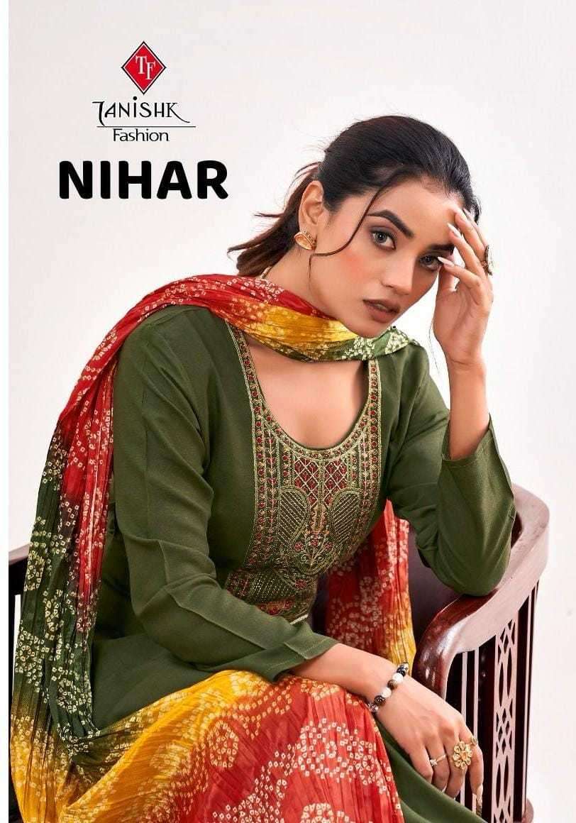 tanishk fashion nihar series 61001-61008 Pure reyon slub suit