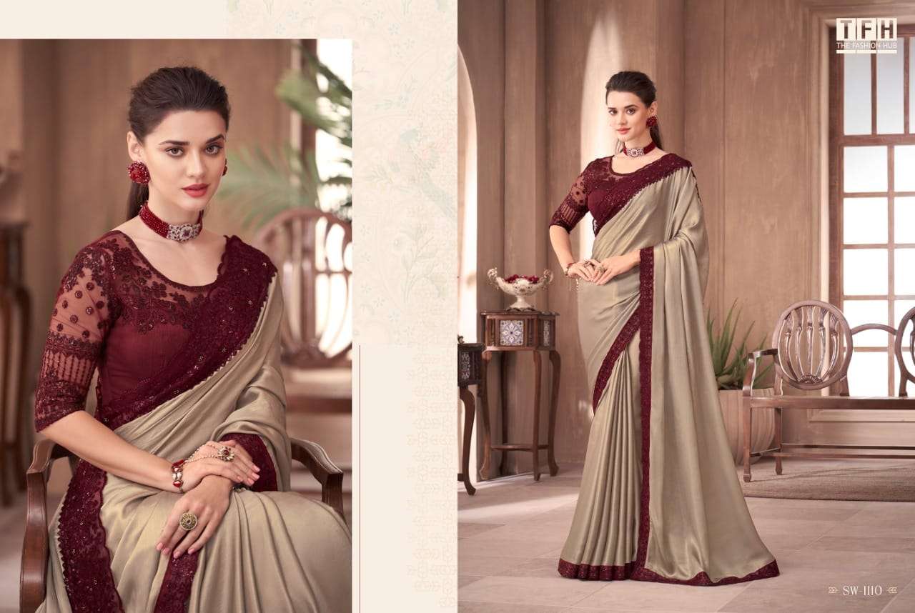 tfh sandalwood 11th edition series 1101-1115 designer fancy silk saree 