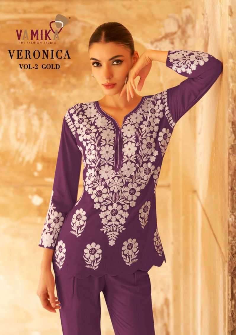 vamika veronica vol 2 gold series 111 heavy rayon kurti with pant