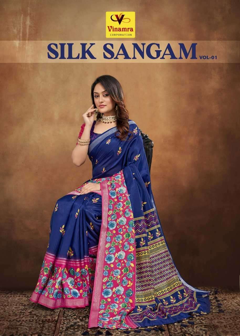 vinamra silk sangam vol 1 series 5001-5008 silk saree