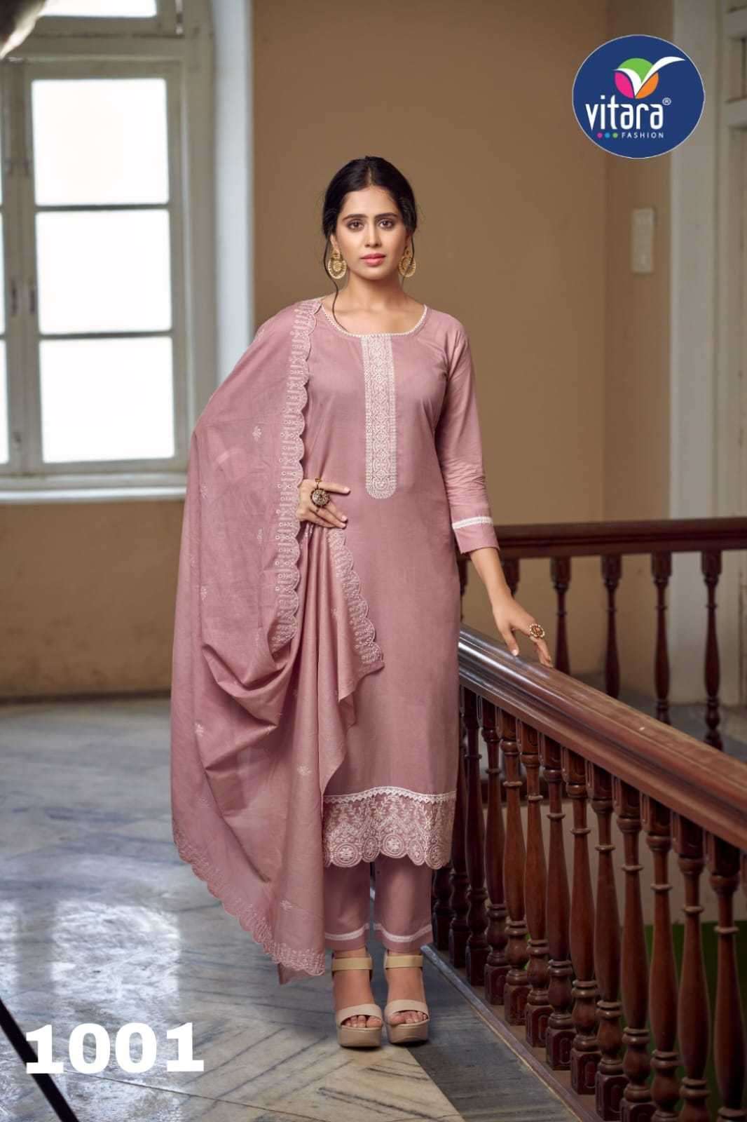 vitara fashion calvin series 1001-1004 pure 60-60 cambric cotton suit