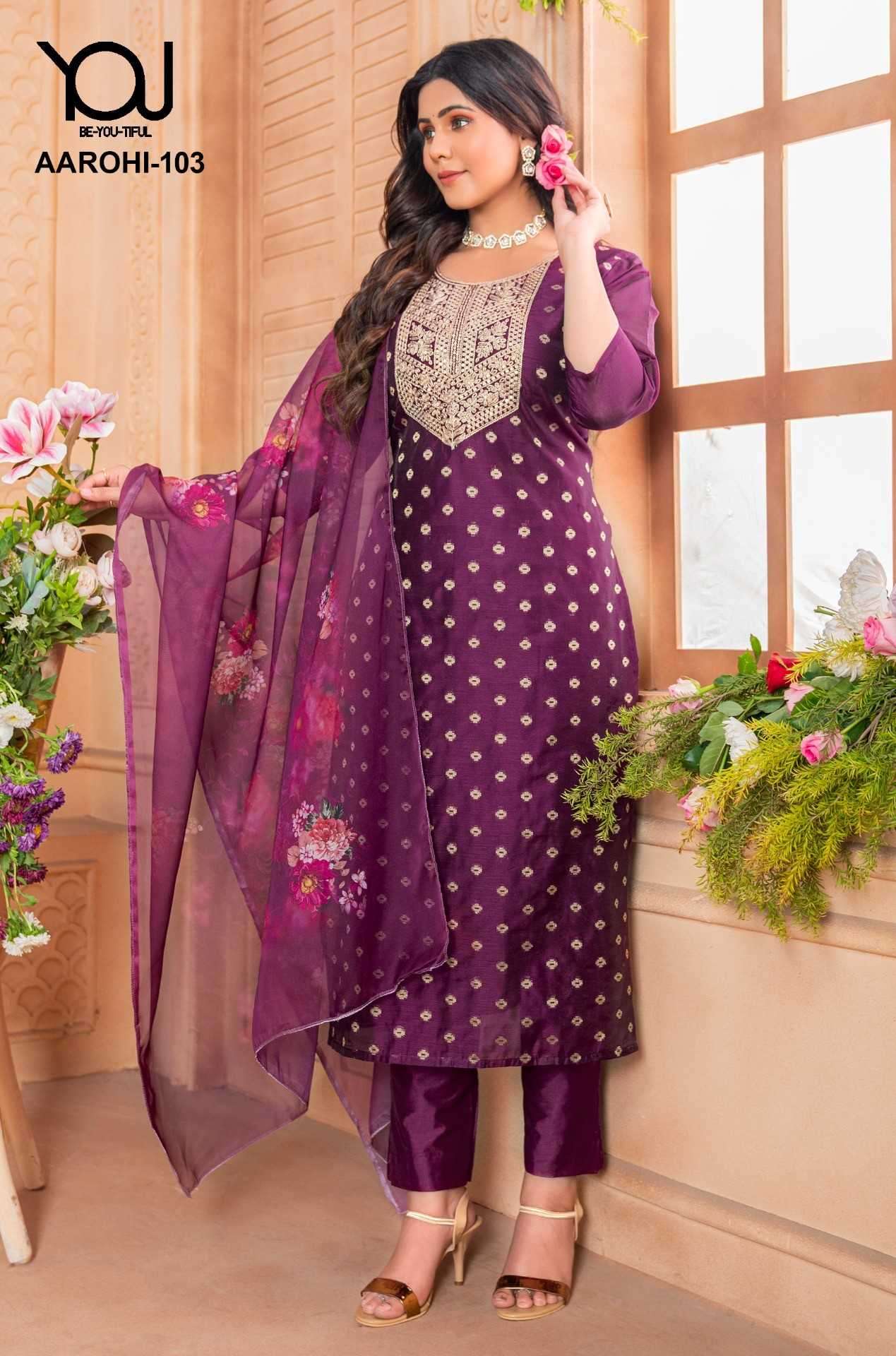 wanna you aarohi series 101-106 Heavy Chandleri silk readymade suit 