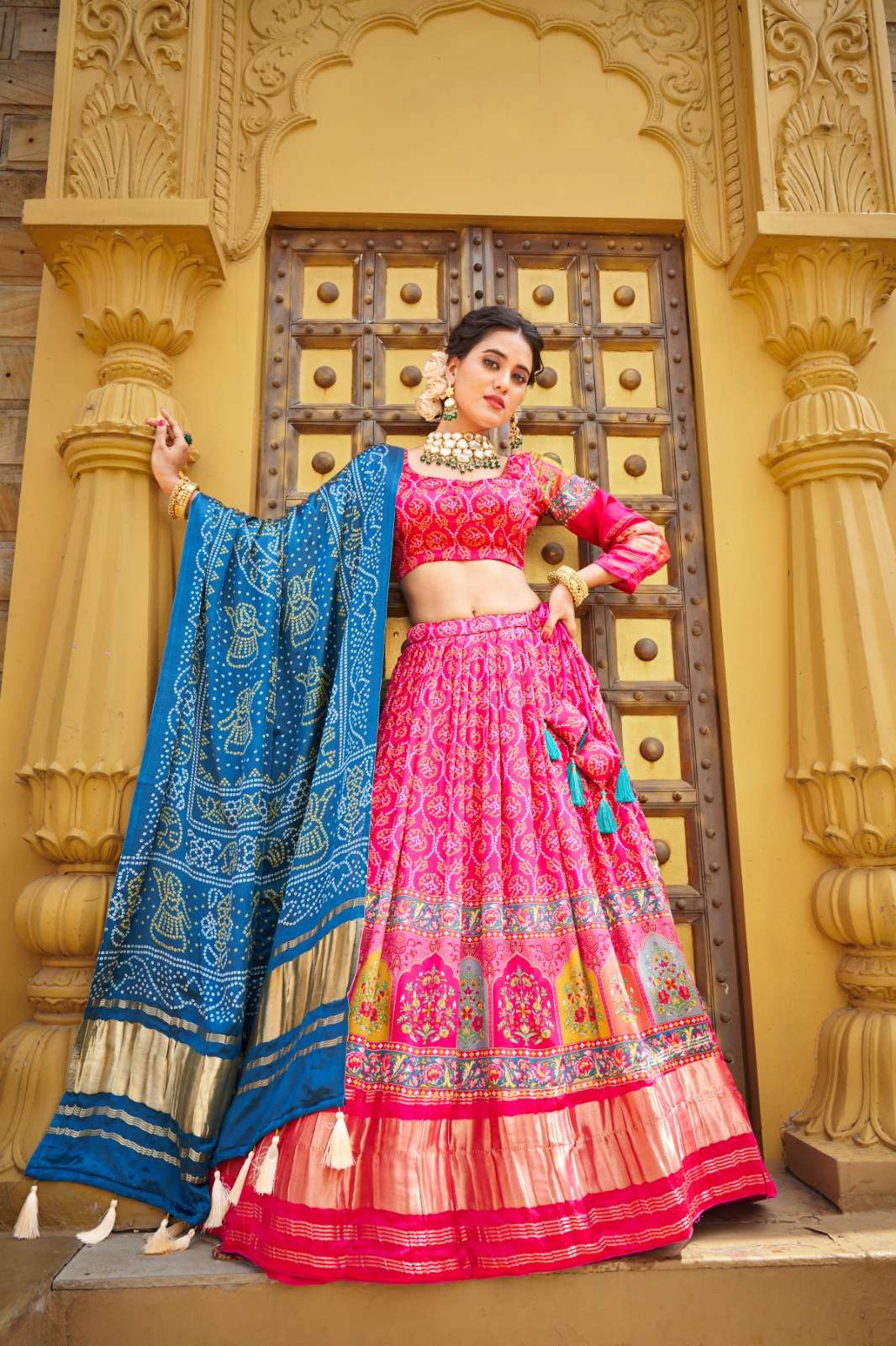 we are presenting new collection in gaji silk material lehenga