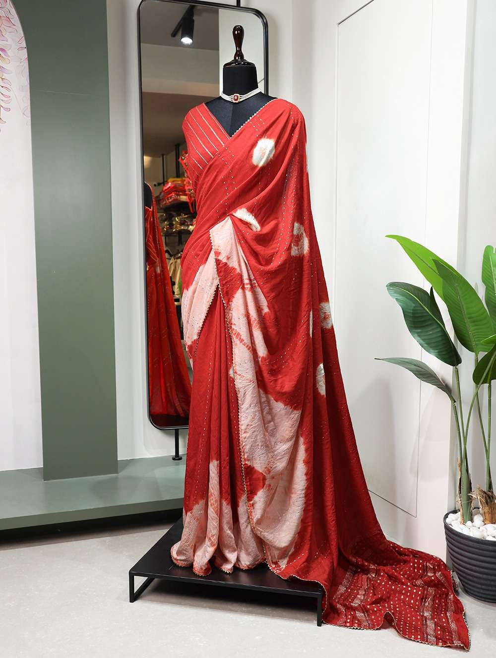 YNF7512 Viscose chanderi saree Sequins with zari line and gota patti lace border