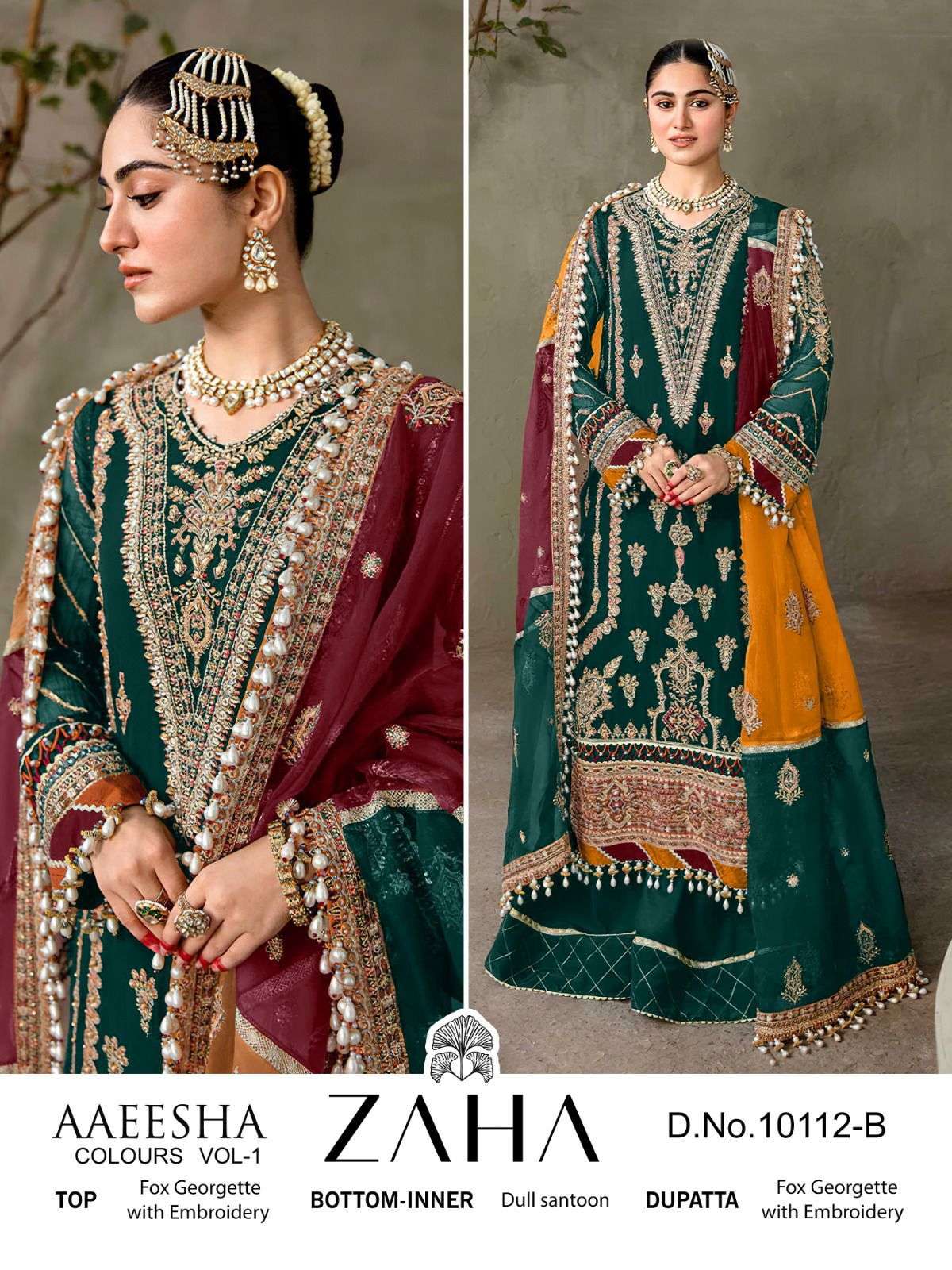 zaha 10112a georgette heavy embroidered suit 