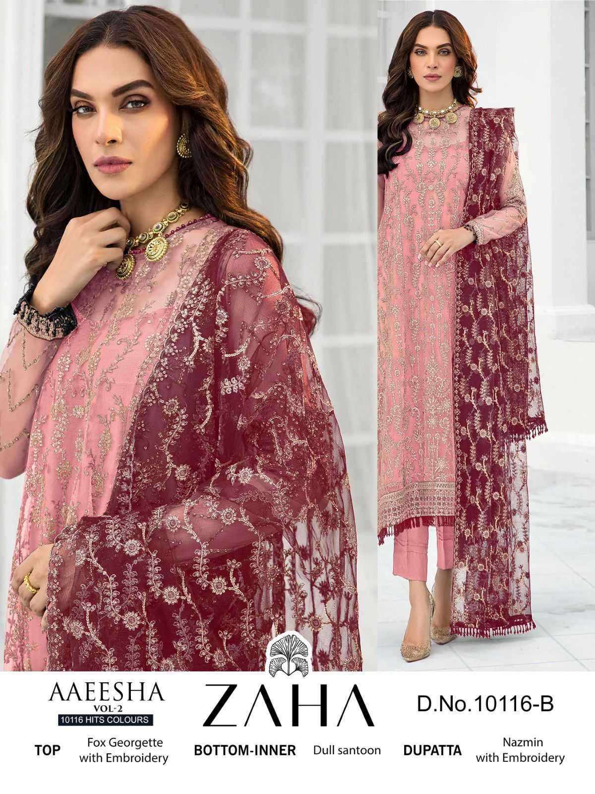 zaha 10116 abc hit colours georgette heavy embroiderd suit