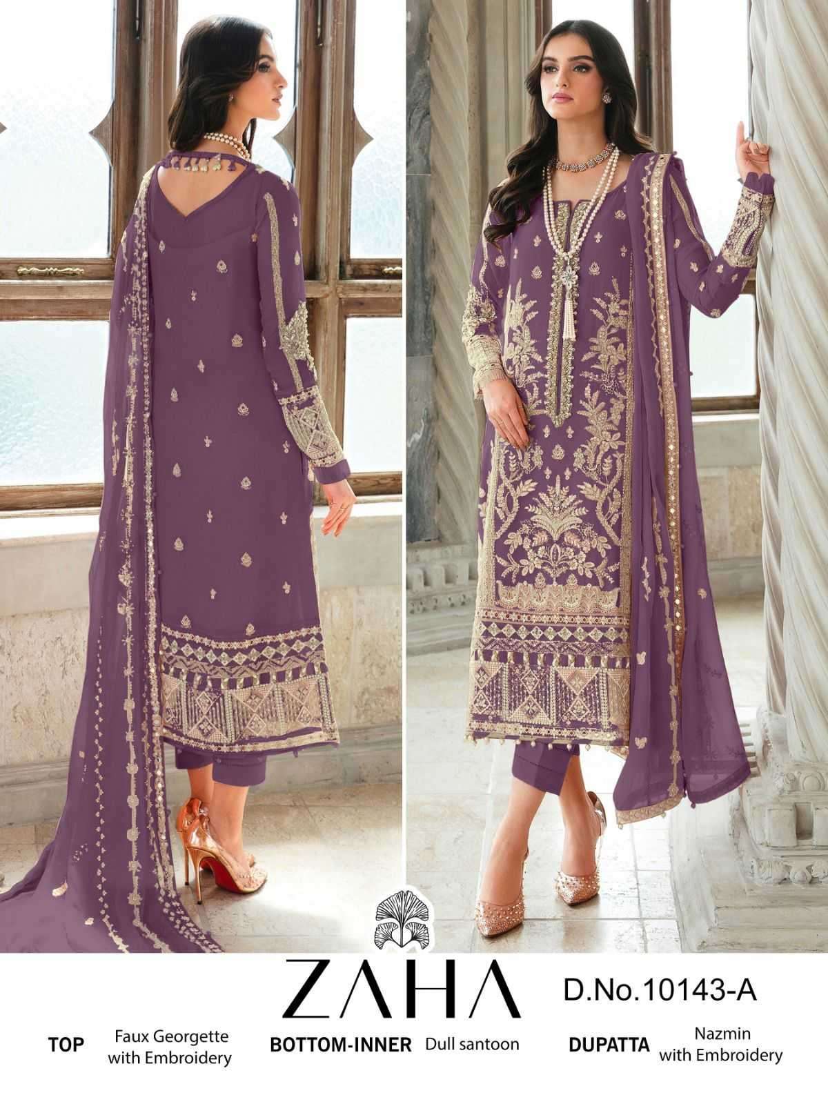 zaha 10143 a georgette heavy embroidered suit 