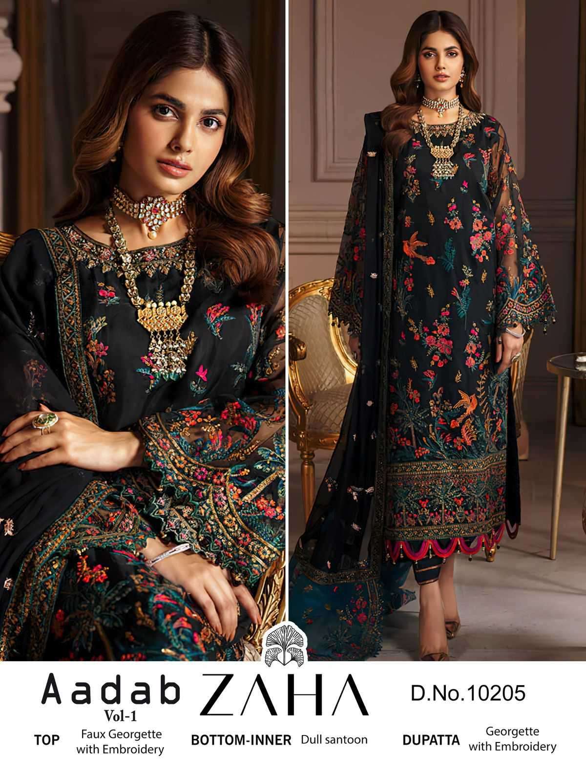 zaha 10205 georgette heavy embroidered suit 