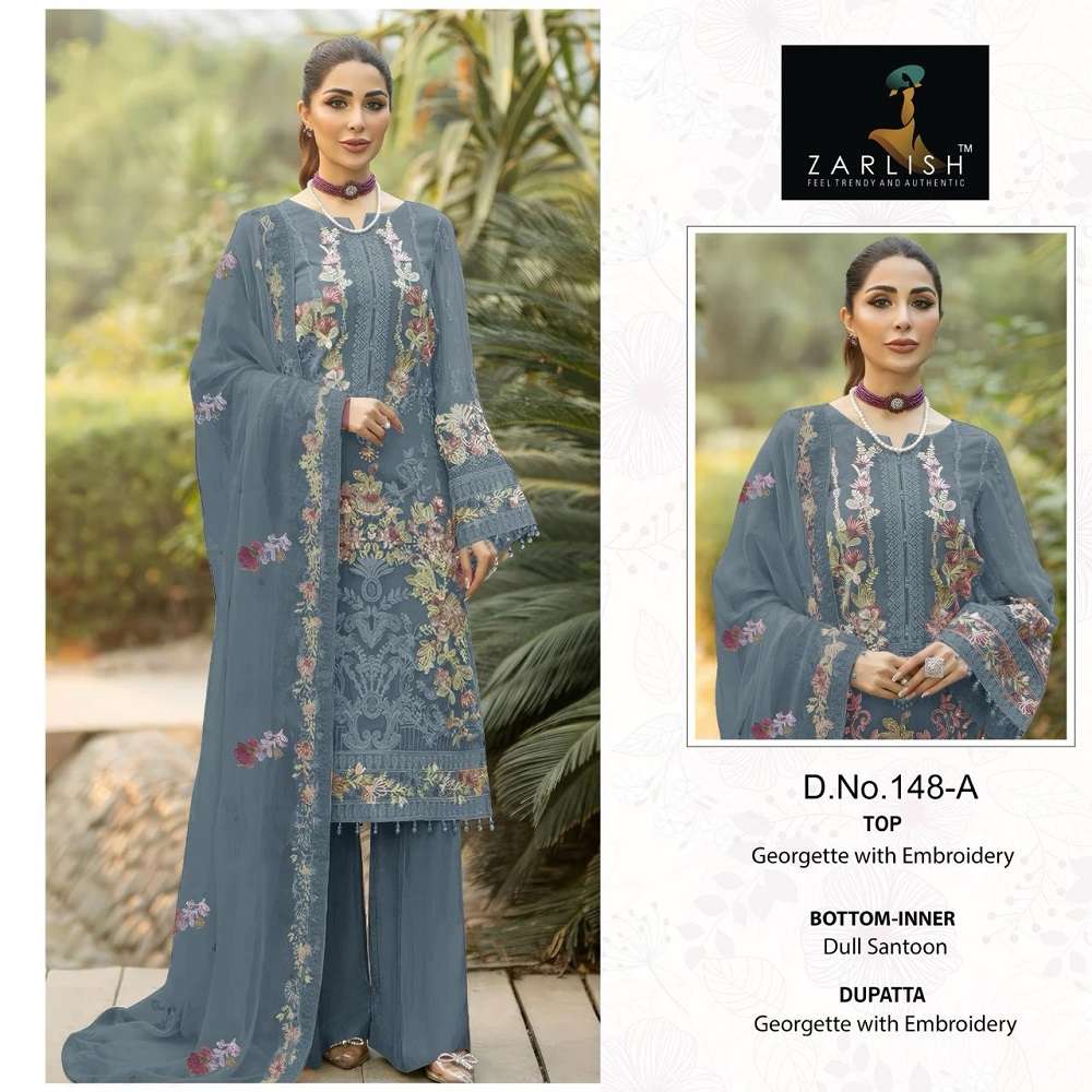 Zarlisha Pakistani Work Suit D. No- 144 And 148 georgette suit 