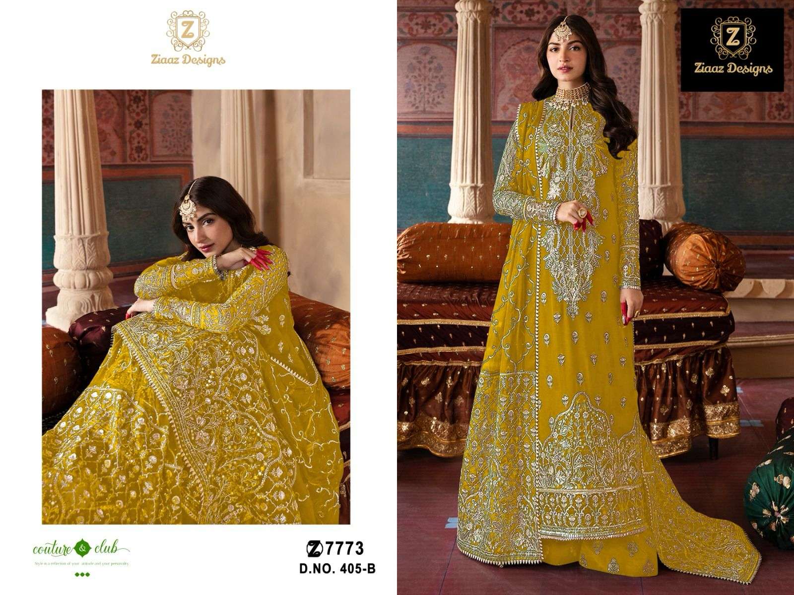 ziaaz design 773 series 405-B Georgette very heavy handwork suit