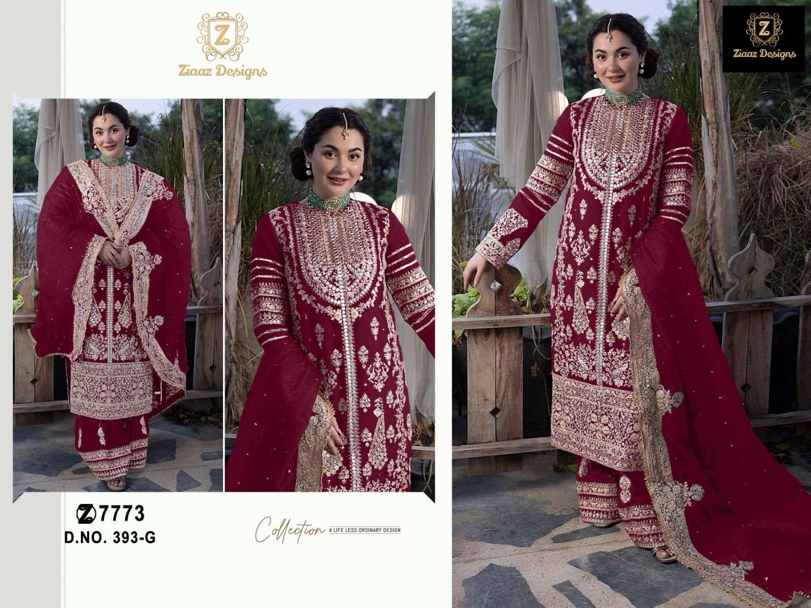 ziaaz designs 393 Georgette very heavy embroidered suit