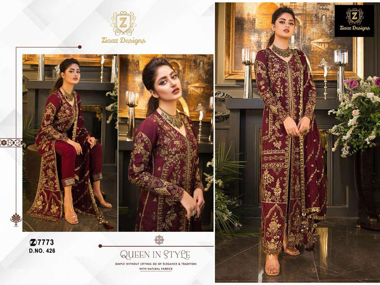 Ziaaz Designs 426 Georgette very heavy embroidered suit