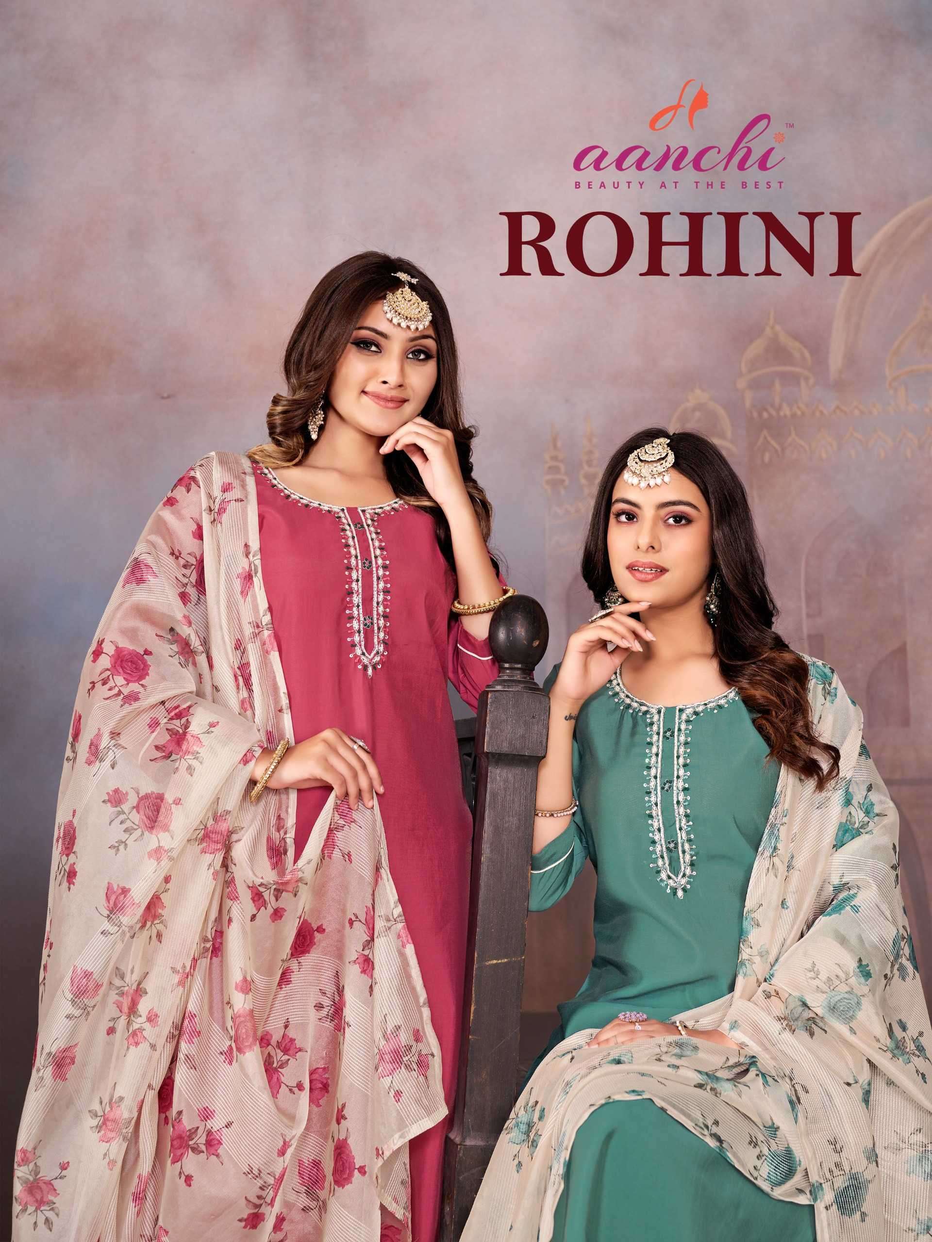 aanchi rohini series 1001-1003 Roman Silk readymade suit 