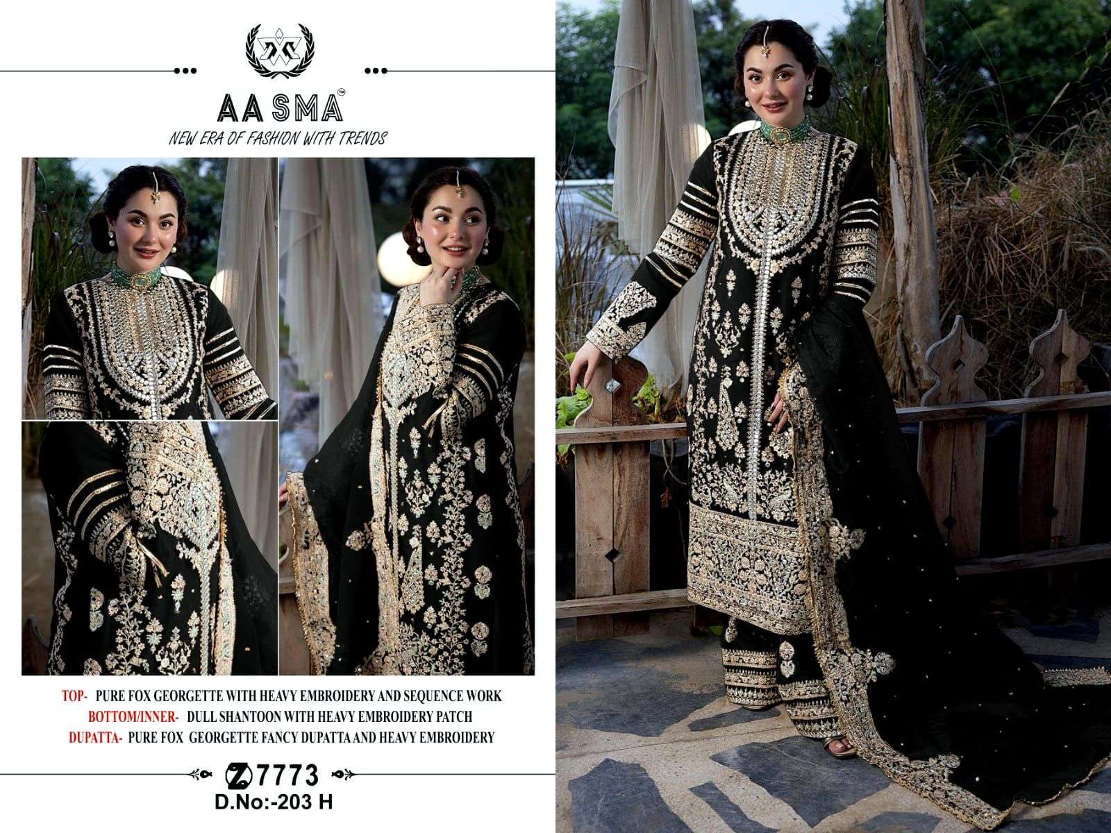 AASMA-203 HIT DISGINE E-F-G-H designer  Heavy Pure Fox Georgette suit