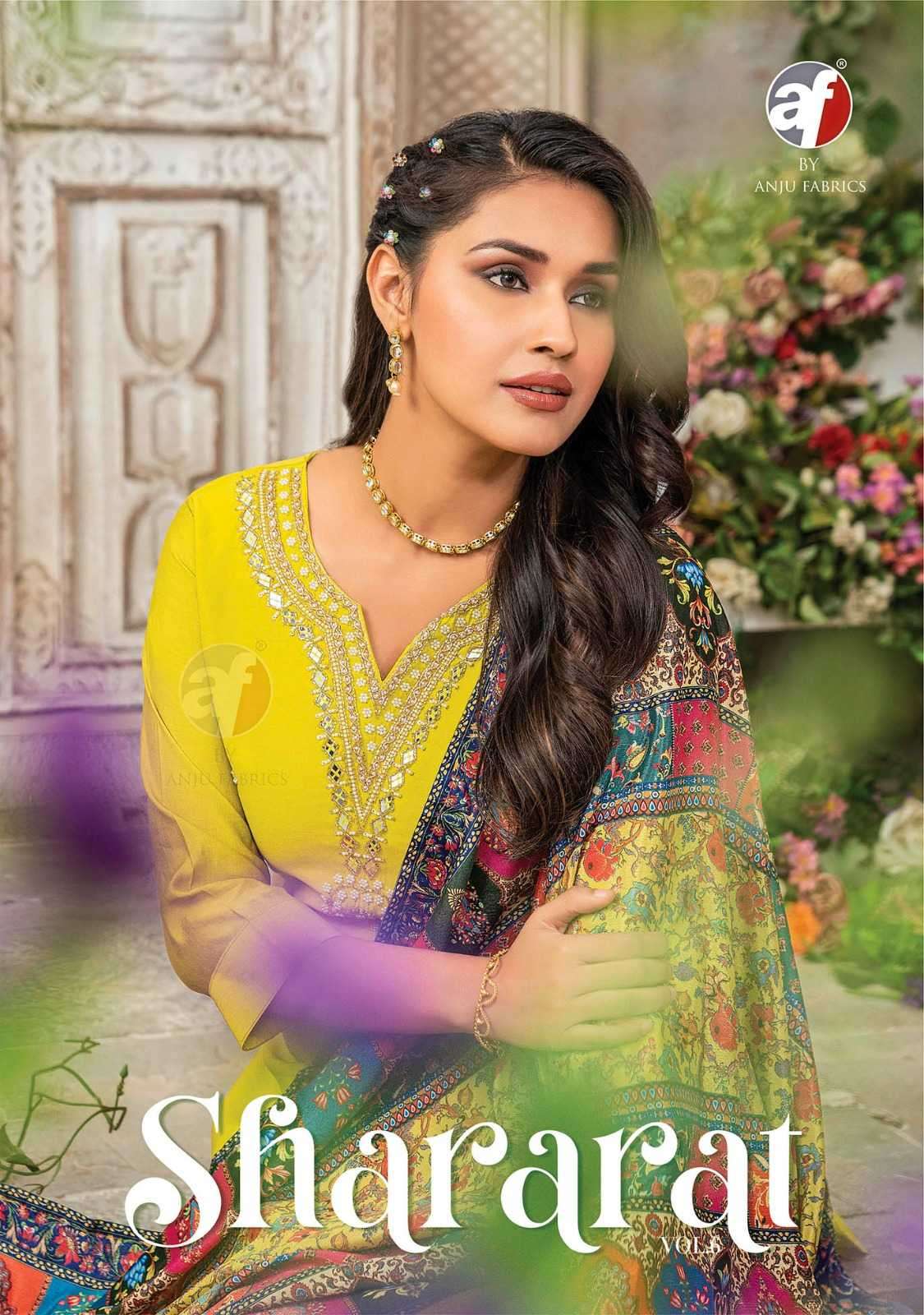 anju fab shararat vol 6 series 3711-3716 pure viscose modal readymade suit 