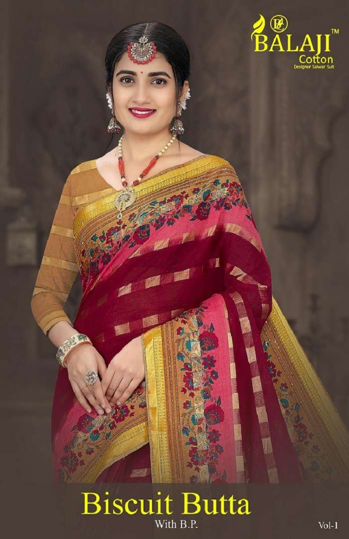 Balaji Biscuit Butta Vol-1 series 101-110 Pure Cotton saree