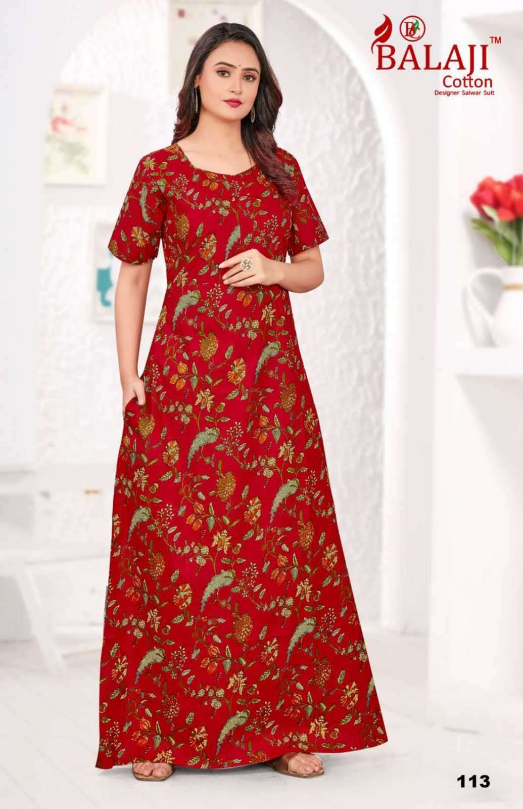 balaji cotton pragathi series 101-130 cotton night gown 
