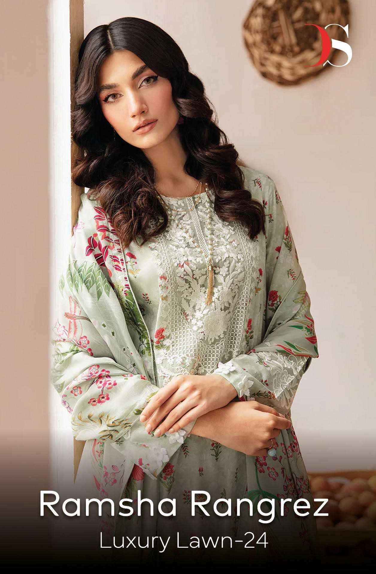 deepsy suits ramsha rangrez luxury lawn 24 series 4091-4097 pure cotton suit 