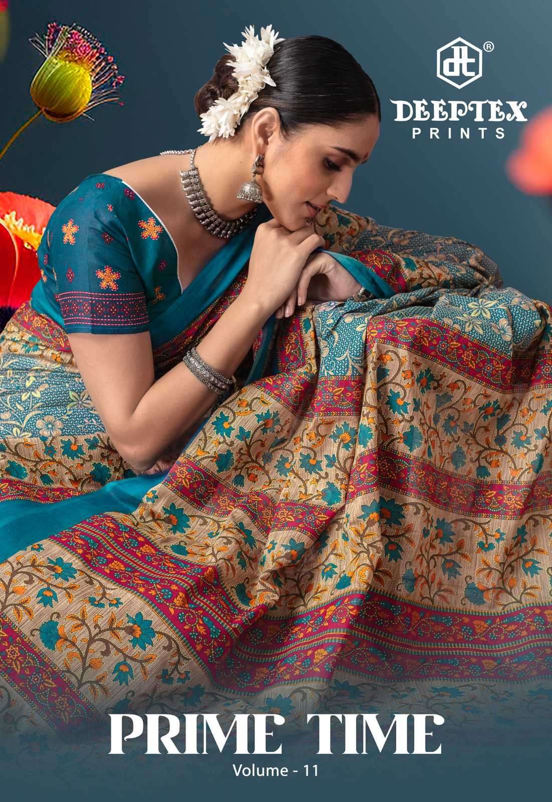 deeptex prints prime time vol 11 series 1101-1109 Pure cotton sarees