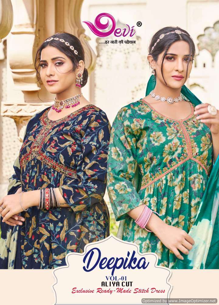 Devi Deepika Vol-1 series 1001-1008 Heavy Rayon Cotton readymade suit 