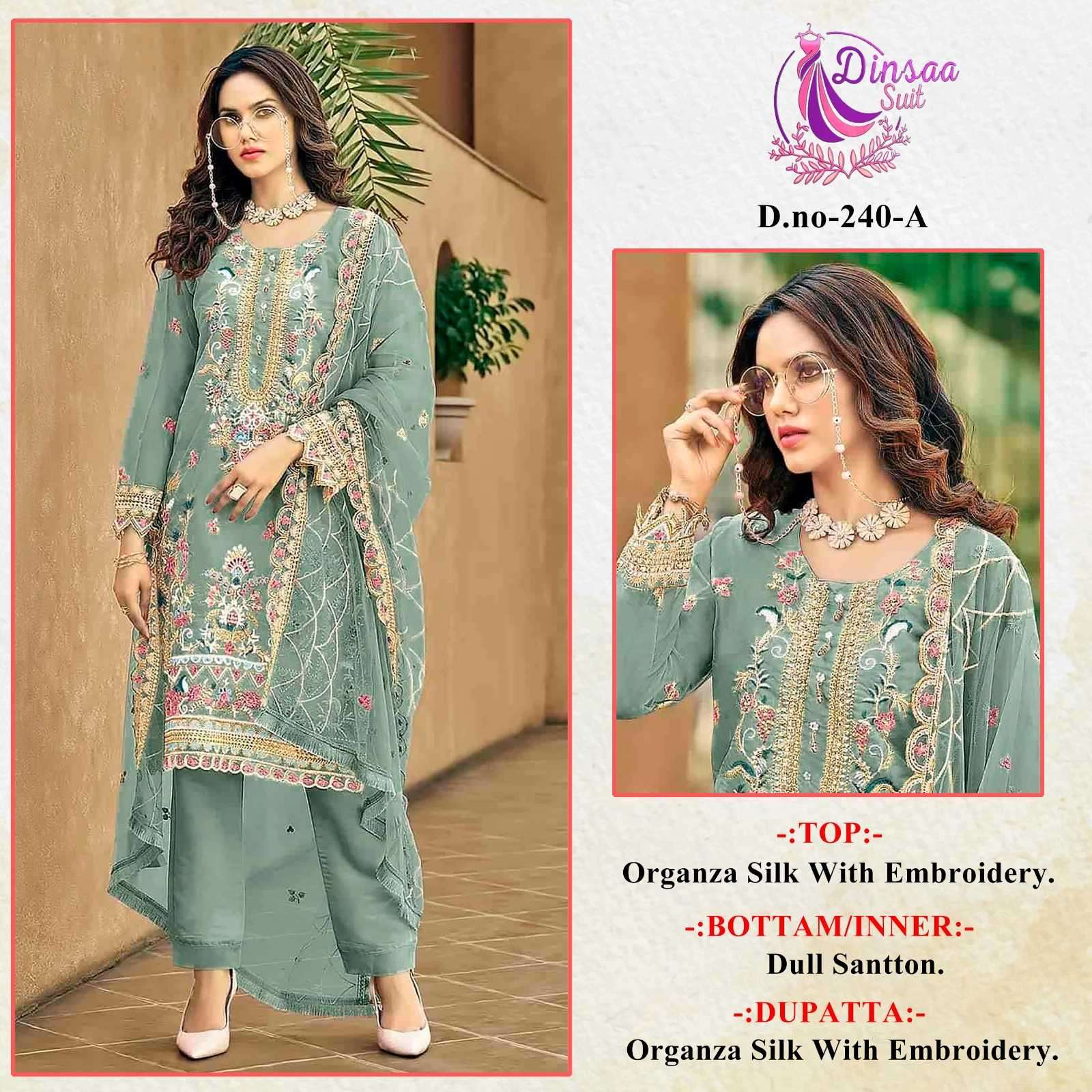 dinsaa 240 abcd heavy dull organza suit