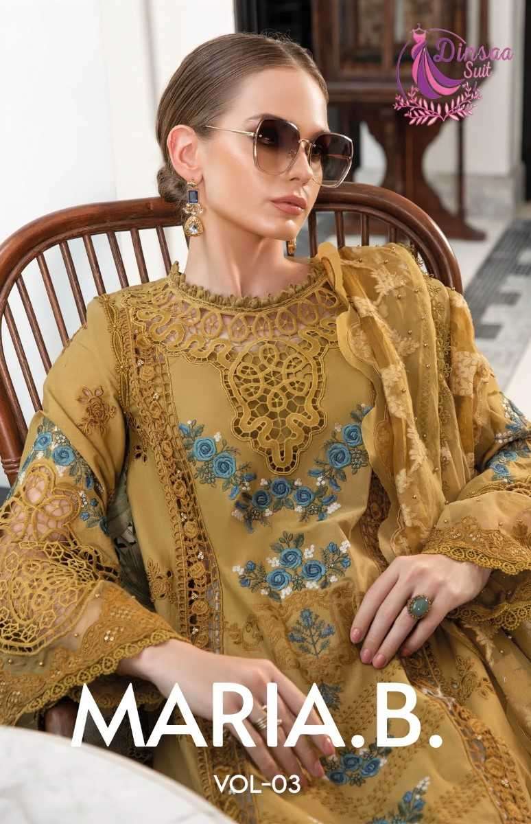 dinsaa maria b vol 3 nx series 209-210 pure cotton suit 