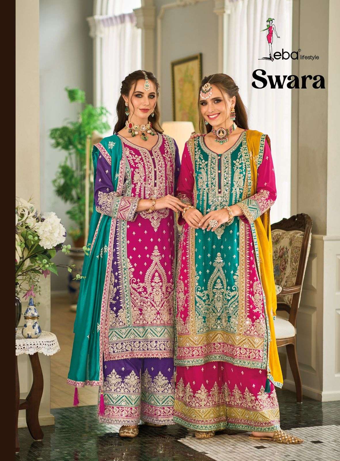 eba swara premium silk with emboidery work readymade suit 