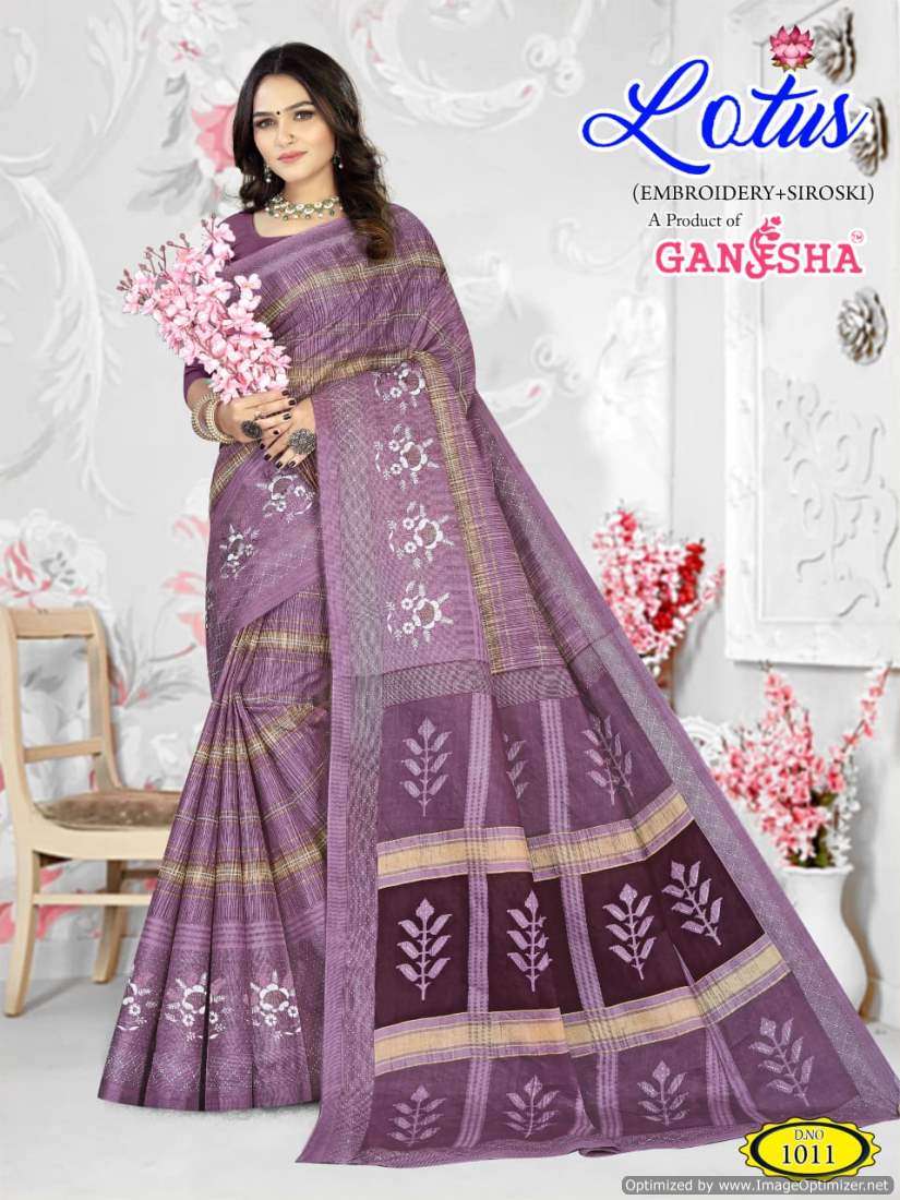 Ganesha Lotus series 1008-1015 Heavy Cotton Printed saree