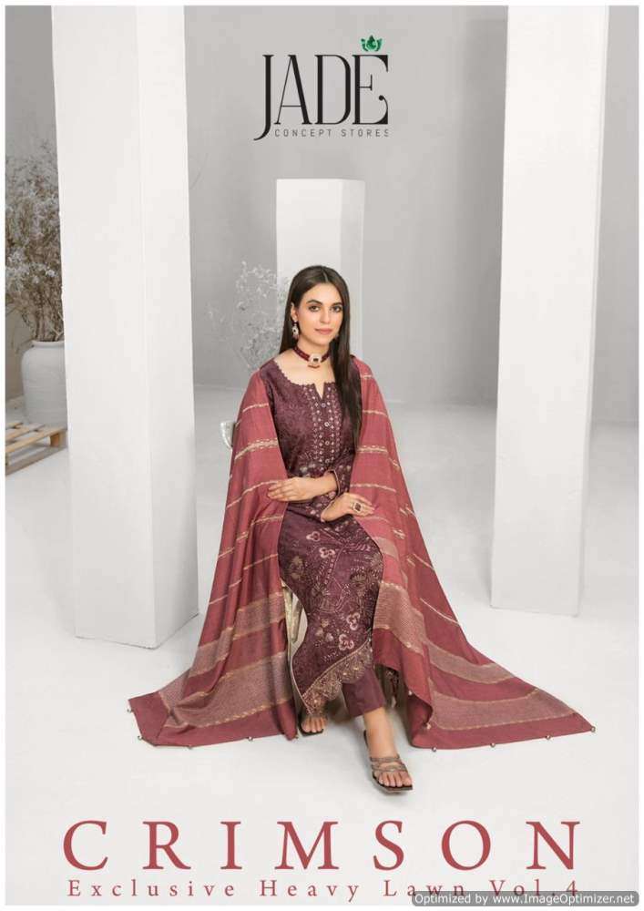 Jade Crimson Vol-4 series 101-106 Heavy Lawn Cotton Karachi Prints suit